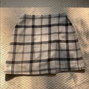 Plaid Mini Skirt with Front Pleat
